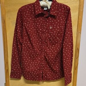 Ariat Fitted Maroon Button Up
